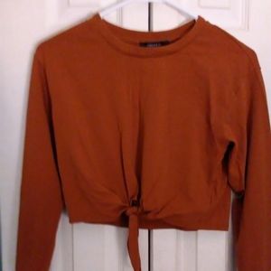 Forever 21 long sleeve crop top size small rust color